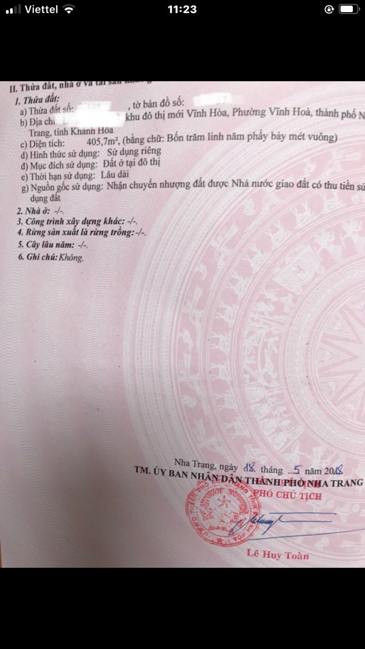 Bán lô đất mặt biển bến du thuyền Vĩnh Hòa Nha Trang, giá 44…