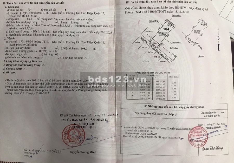 Bán nhà trong ngõ Quận 12, An ninh tốt, Yên tĩnh, giá 3.4 tỷ