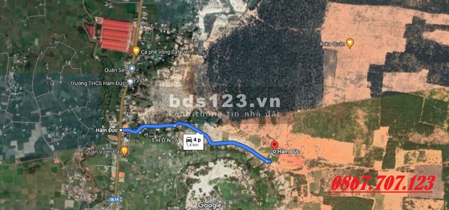 Bán 4.000m2 tại Thôn 5 Hàm Đức, Bình Thuận. Giá 400 Triệu/1.000m2