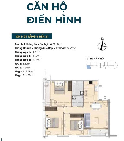 Cần bán căn góc 3PN 2VS, 92m2 view Cầu Thăng Long, dự án Tây Hồ River View