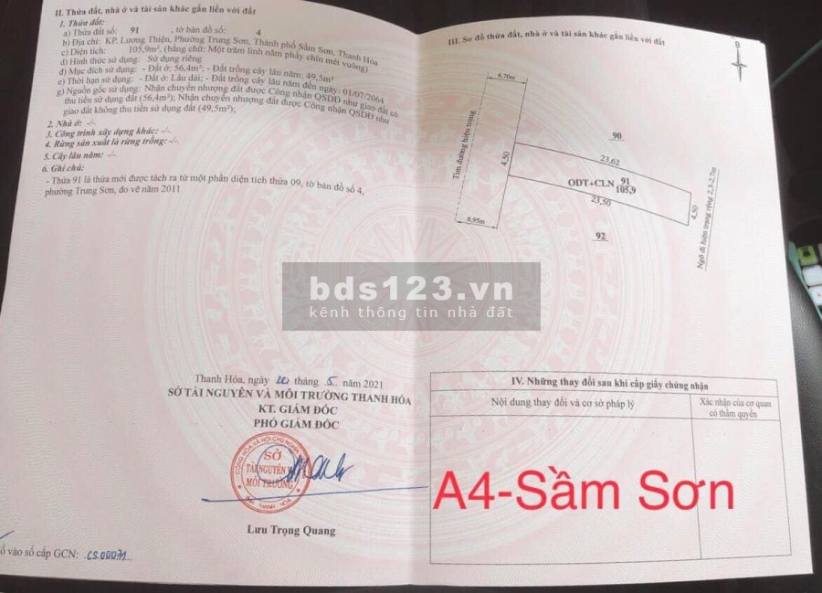 Đất nền Sầm Sơn, làm việc ngay sổ đỏ trao tay, ngân hàng hỗ trợ vay