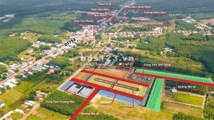 Đất Đồng Phú mặt tiền đường song hànb DT753 giá từ 650 triệu, thổ cư full