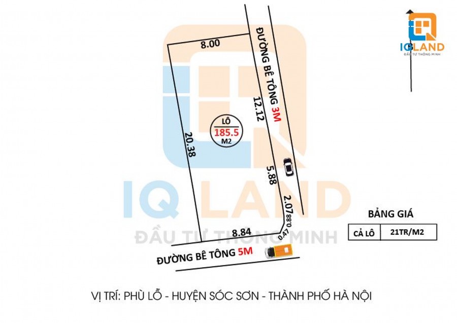 Chính chủ bán Lô Góc 168m2 Kinh Doanh siêu hot, sát QL3, Phù Lỗ, Sóc Sơn, Hà Nội.Diện tích thực tế sử dụng: 185,5m2