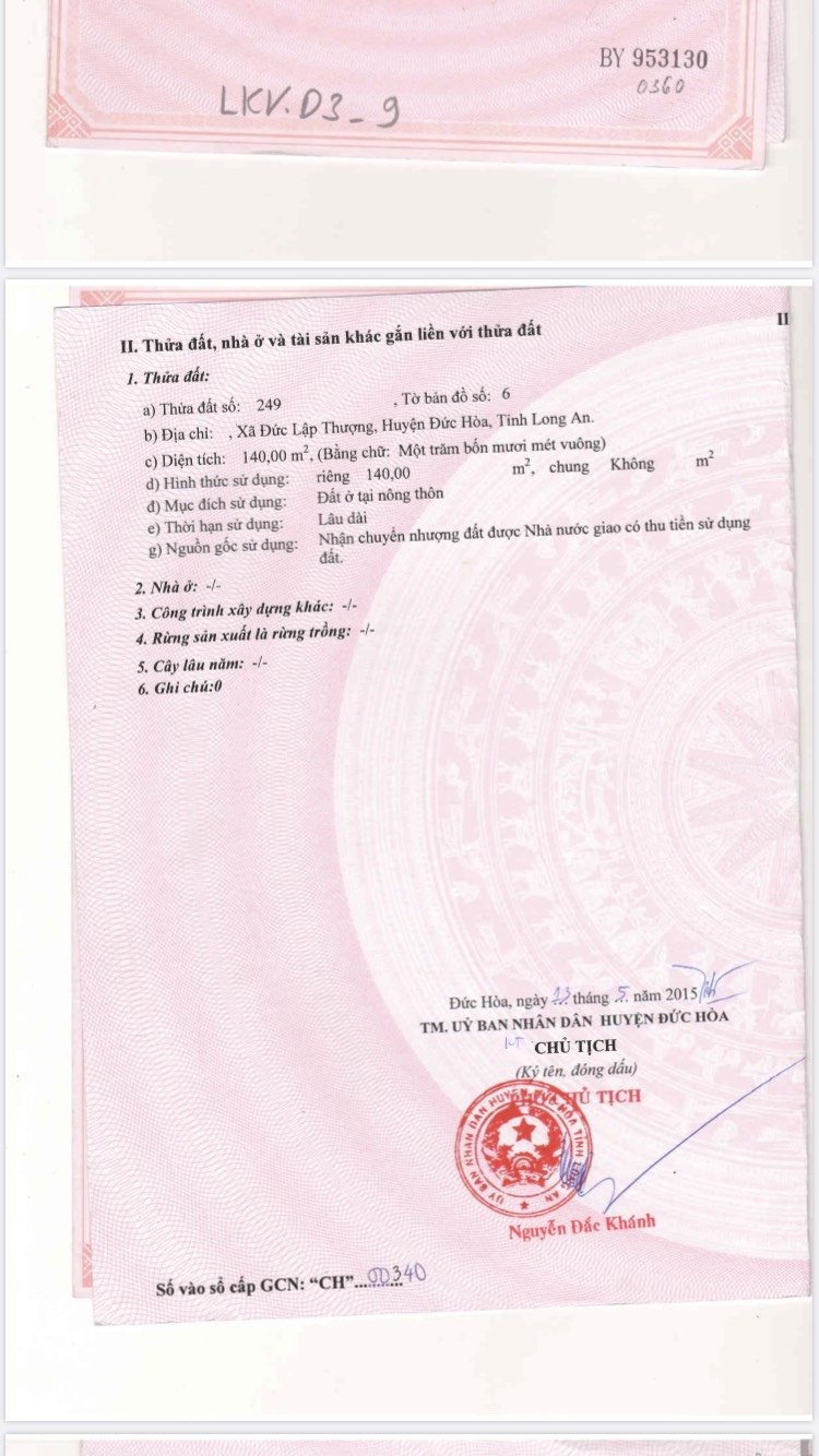 Bán đất Resco Đức Hòa 3. Mặt tiền đường Tỉnh lộ 8.