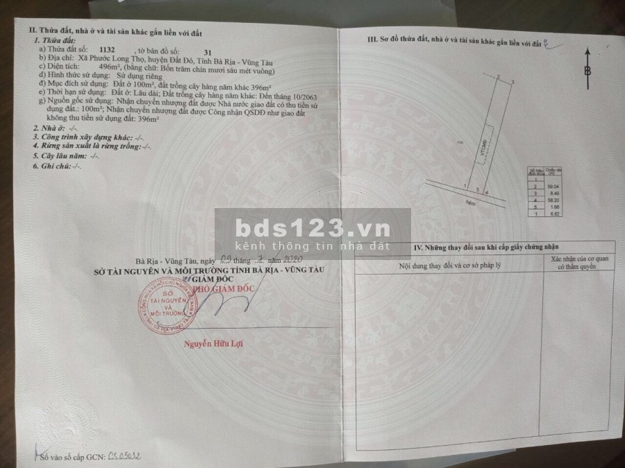 Bán đất 2 mặt tiền đường nhánh Phạm Hùng sát bên khu công nghiệp đất đỏ-brvt