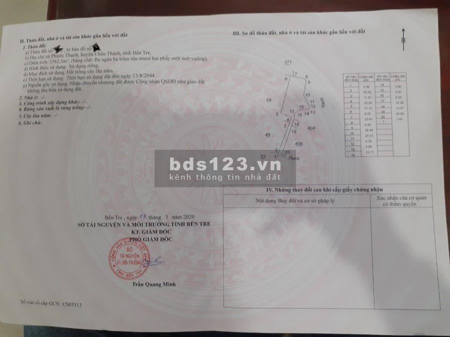 Bán 8 công đất giá đầu tư khu vực Phước Thạnh, Châu Thành, Bến Tre
