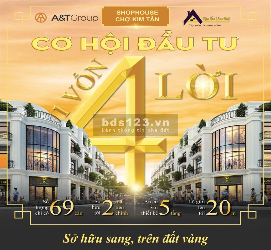 Dự án ShopHouse chợ Kim Tân, 1 vốn 4 lời, dự án Kim Tân Golden Place tiện ích đầy đủ