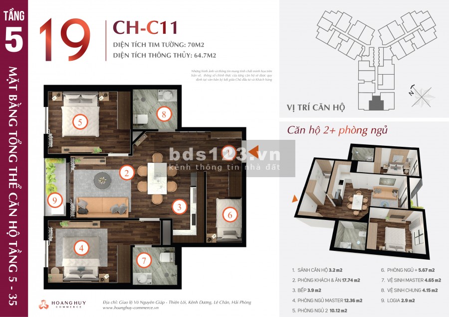 Căn 19 tầng 30 chung cư Hoàng Huy Commer Lê Chân Hải Phòng