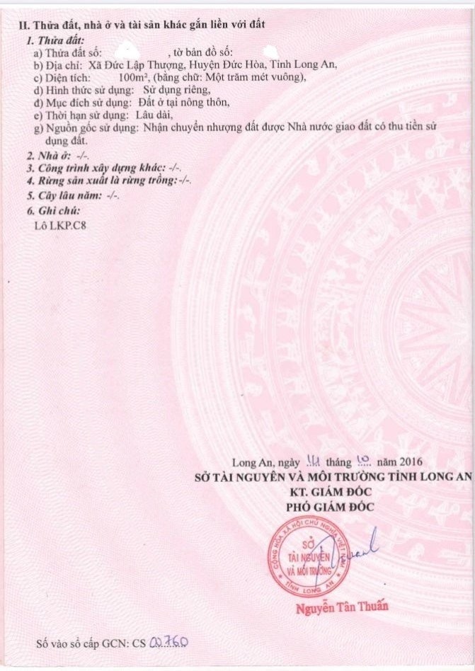 Cần tiền bán gấp lô đất trong KDC Resco Đức Hòa 3, hỗ trợ vay 70%