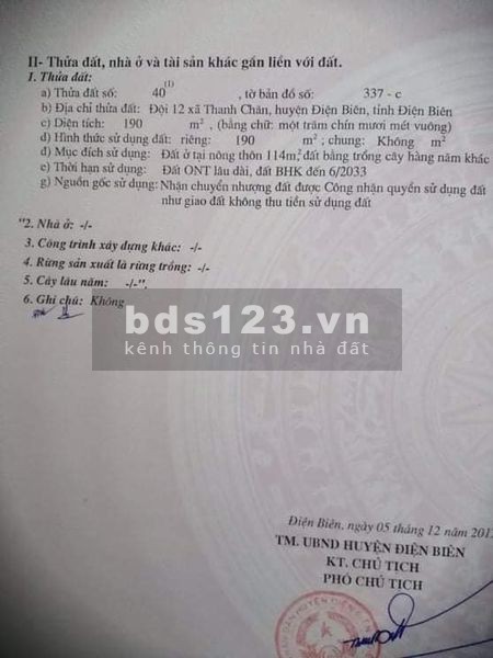Bán đất tại đội 12 xã Thanh chăn, Điện Biên, pháp lí chính chủ, giá 650 triệu
