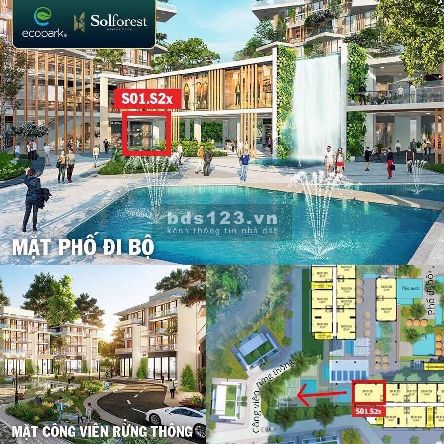 Căn shop khố đế Solforest tầng 1 mặt tiền rộng 12 ngay trung tâm quảng trường