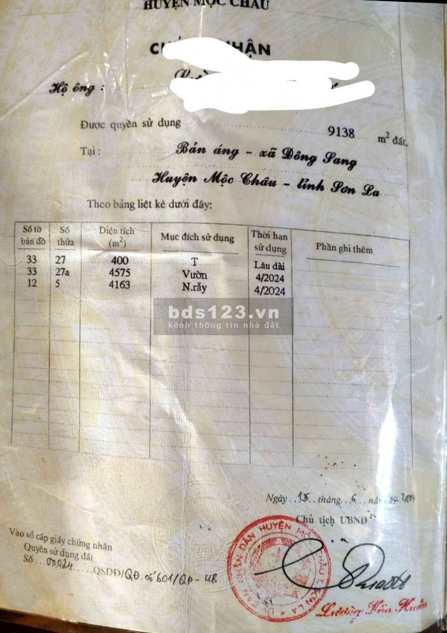 Bán nhanh lô 6000M2 – Đông Sang, Mộc Châu, Sơn La giá siêu xinh