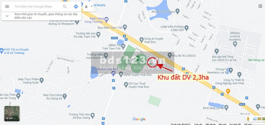 Cần Bán lô đất DV TT Trạm Trôi, Cạnh sân vận động Hoài Đức