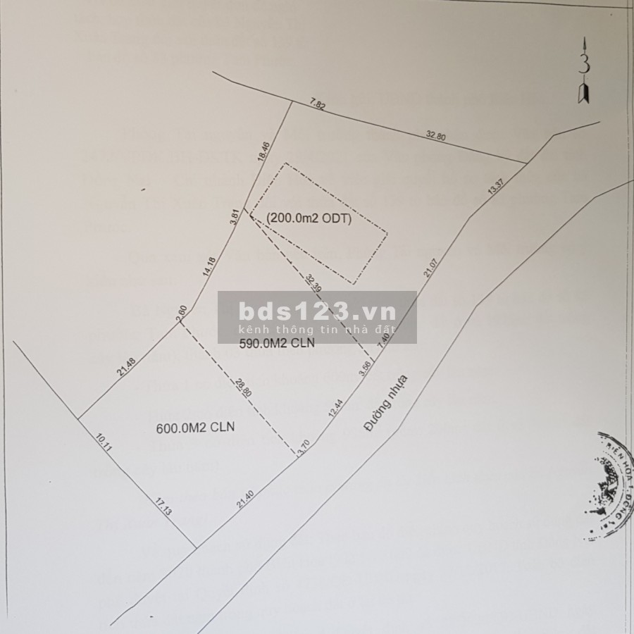 Bán đất vườn có thổ cư, SHR, MT nhựa 8m, Cách QL 51 chỉ 150m, trung tâm Phường Tam Phước