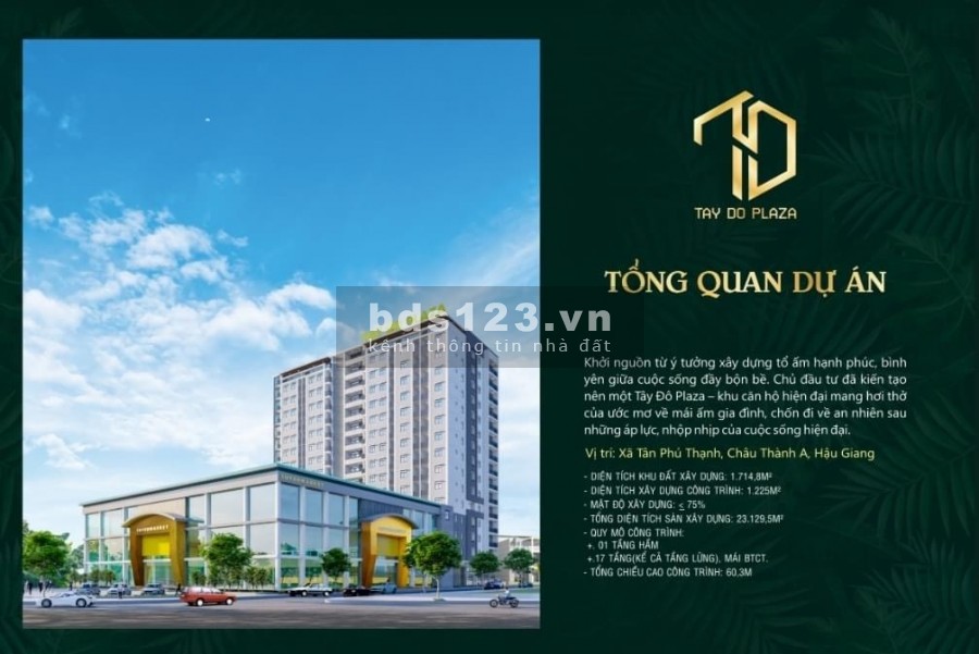 Tây Đô Plaza Cần Thơ suất nội bộ giá hấp dẫn, diện tích 60m2, giá 1 tỷ