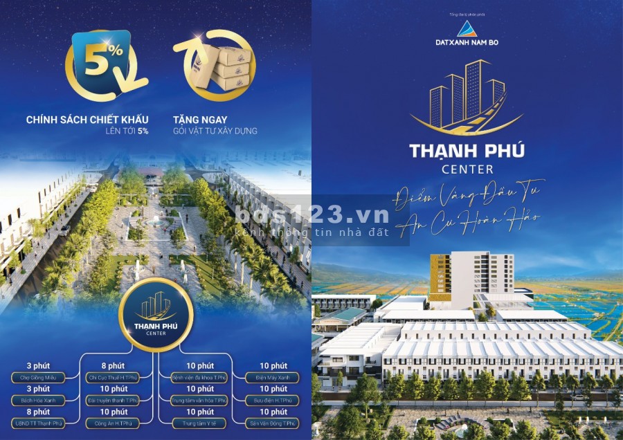 Bán đất nền mặt tiền KDC Thạnh Phú Center, liền kế chợ, giá 13 triệu/m2