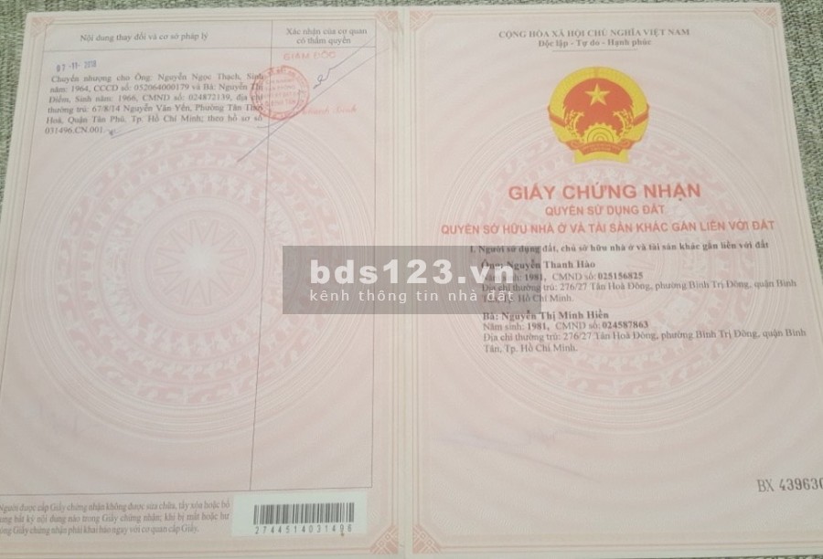 Chính chủ bán gấp nhà giá tốt 4,5x10 1 trệt 2 lầu tại Liên Khu 5-11-12 Q Bình Tân