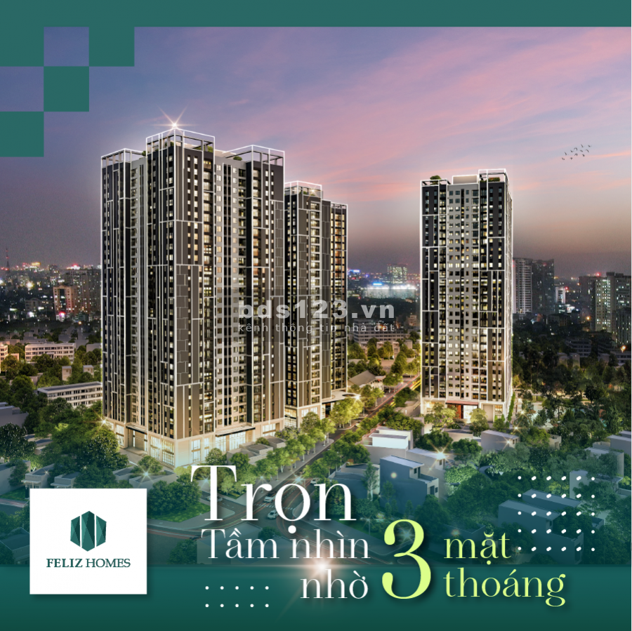 Chỉ 240 triệu sở hữu ngay căn hộ diện tích sử dụng 76m2 - Dự án chung cư Feliz Homes