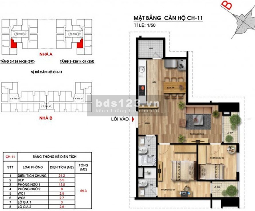 Bán ngay căn hộ 2 ngủ tòa B Imperia Garden, hướng Tây Bắc