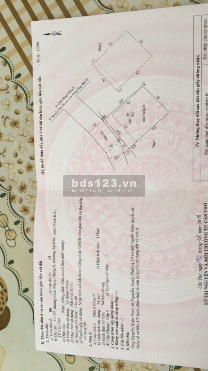 Nhà 1 Trệt 1 Lầu, Trung Tâm Ninh Kiều, Tp Cần Thơ Giá hót 6,3 tỷ