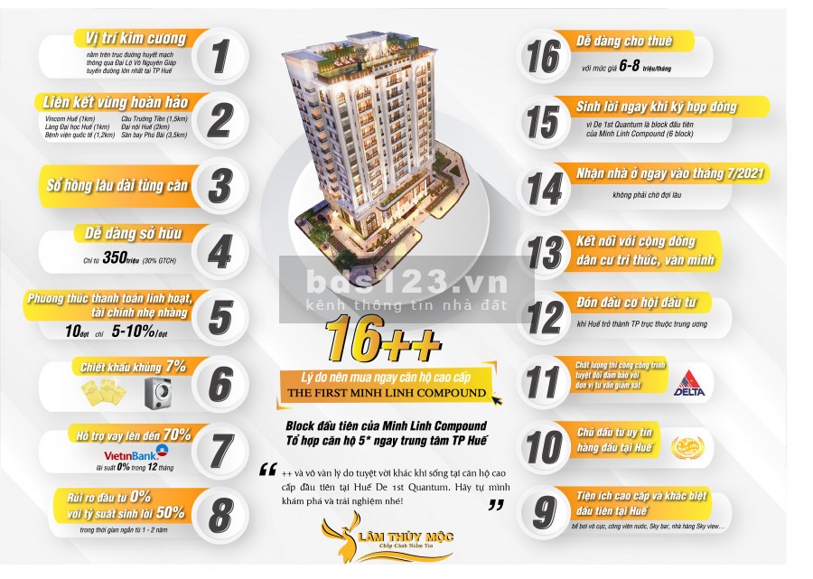 Bán căn hộ cao cấp The First Minh Linh rẻ nhất Huế, liên hệ 0702 757 236