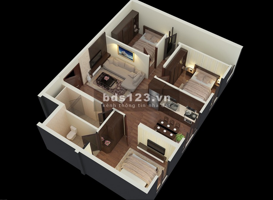 Căn 3 ngủ duy nhất, chung cư Ruby Thanh Hoá, dtsd 77m2, 3 pn