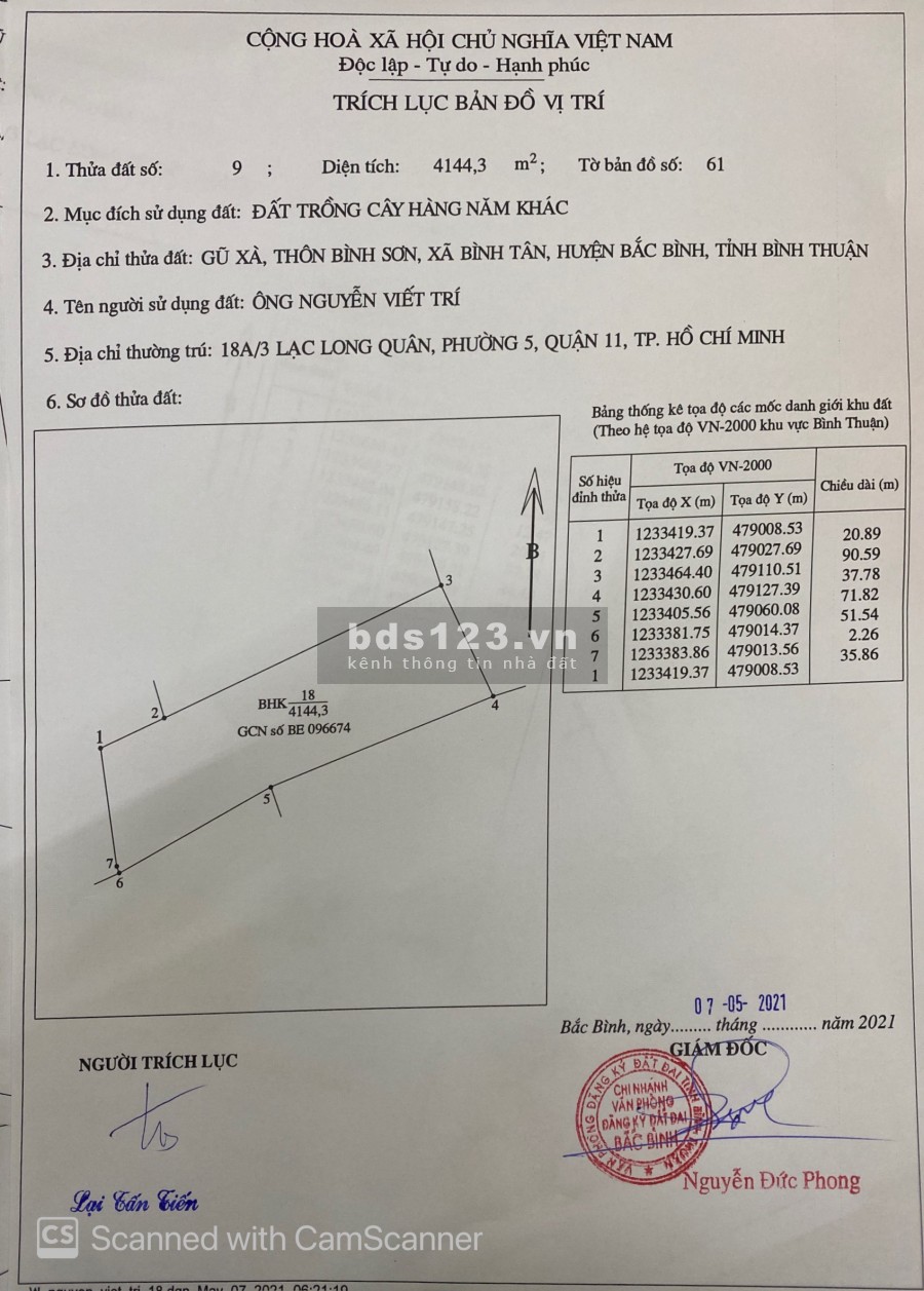 Cần bán 4144m2 xã Bình Tân, Bình Thuận cạnh bên Safari, đi DT716 vào thẳng đất, sổ đỏ riêng