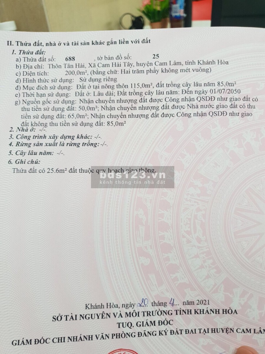 Bán lô đất đẹp Cam Hải Tây, Cam Lâm, giá bán nhanh 3 tỷ, lh 0706151442