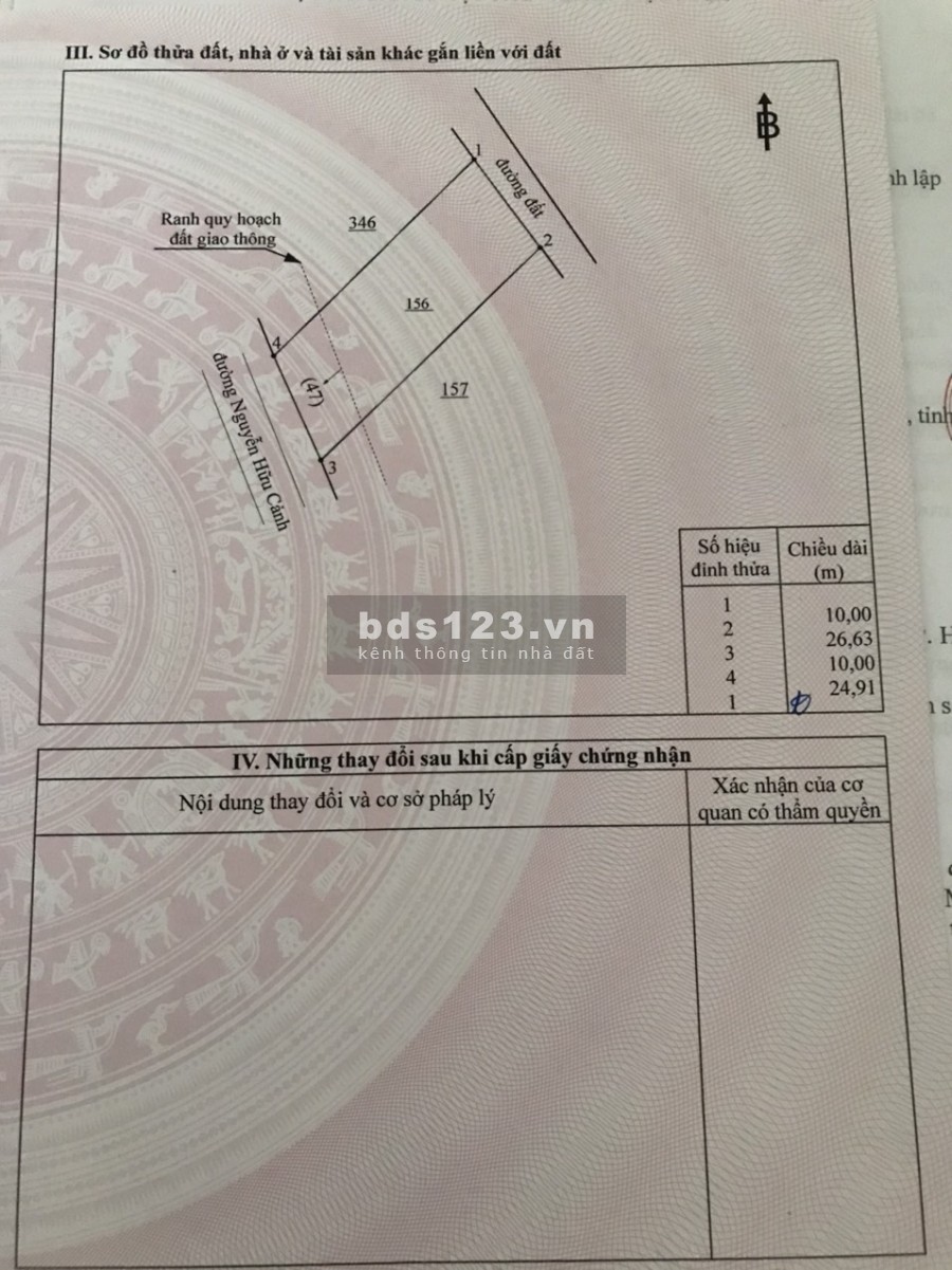 Đất Nhơn Trạch 245m2 MT đường Nguyễn Hữu Cảnh, xã Long Tân