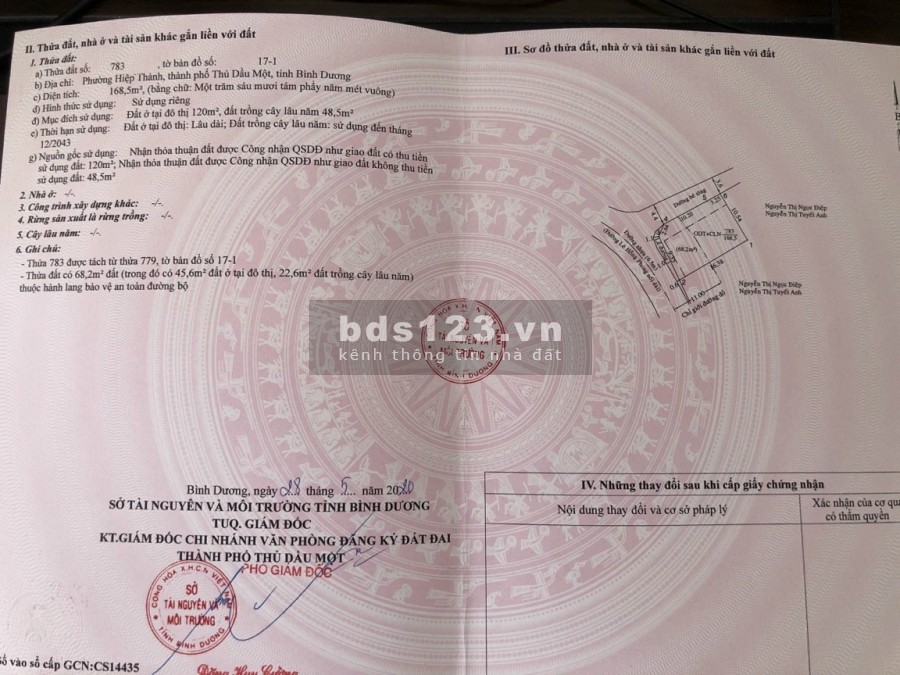 Bán đất sổ sẵn thổ cư giá 32 triệu/m2 gần bv 512 giường đường Phạm Ngọc Thạch TD1 BD