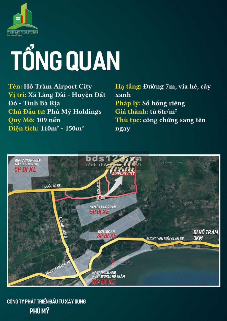 Bán lô đất S12 5x25 mặt tiền đường nhựa 15m, ở ngay sân bay Lộc An- Hồ Tràm. sổ sẵn bao sang tên