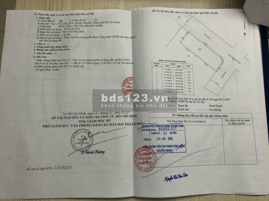 Bán lô đất góc 2 mặt tiền ngay ngã tư Nguyễn Văn Tạo, Long Thới, Nhà Bè khu công nghiệp