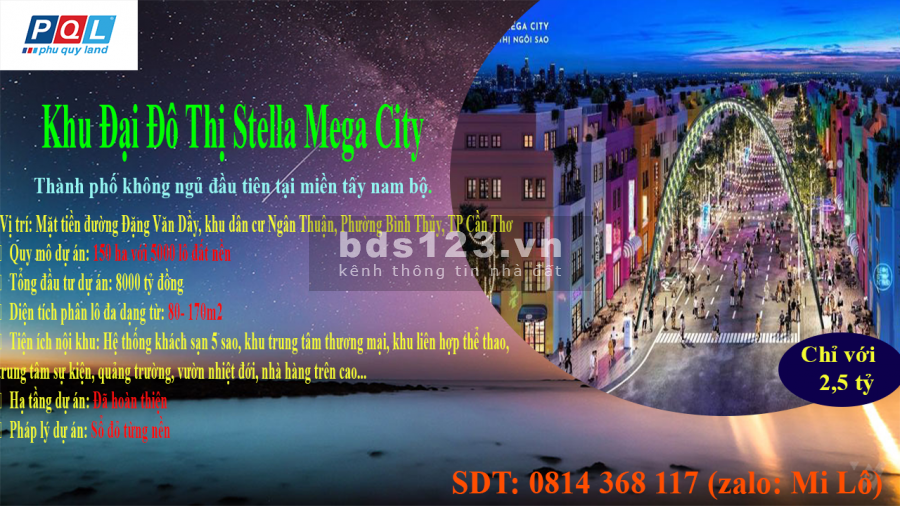 Đất nền dự án Stella Mega City Cần Thơ, đường lớn 14m, xe vào tận nơi