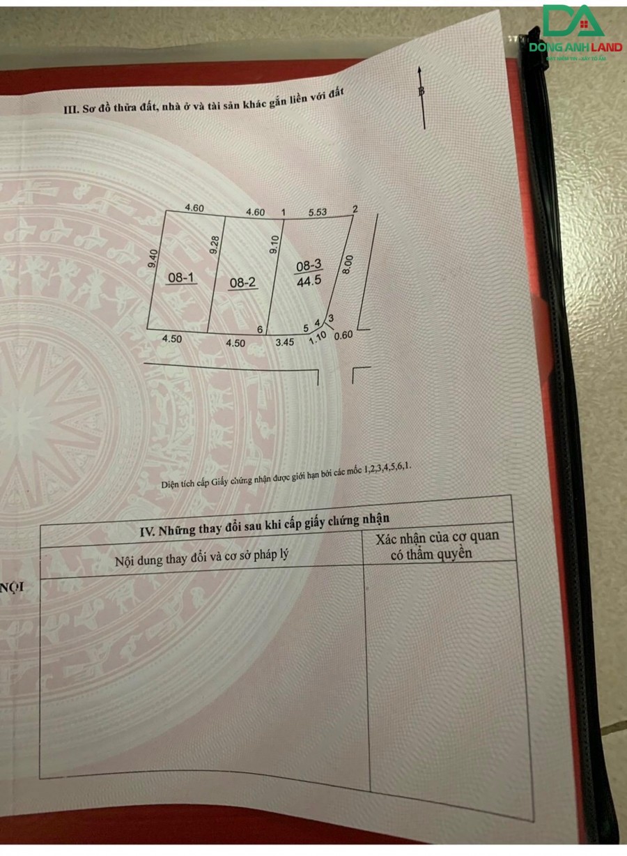 Bán đất Vân Nội Đông Anh Hà Nội 44.5m2 xóm Ba Chữ ngõ thông ô tô đỗ cửa chỉ 1,x tỷ