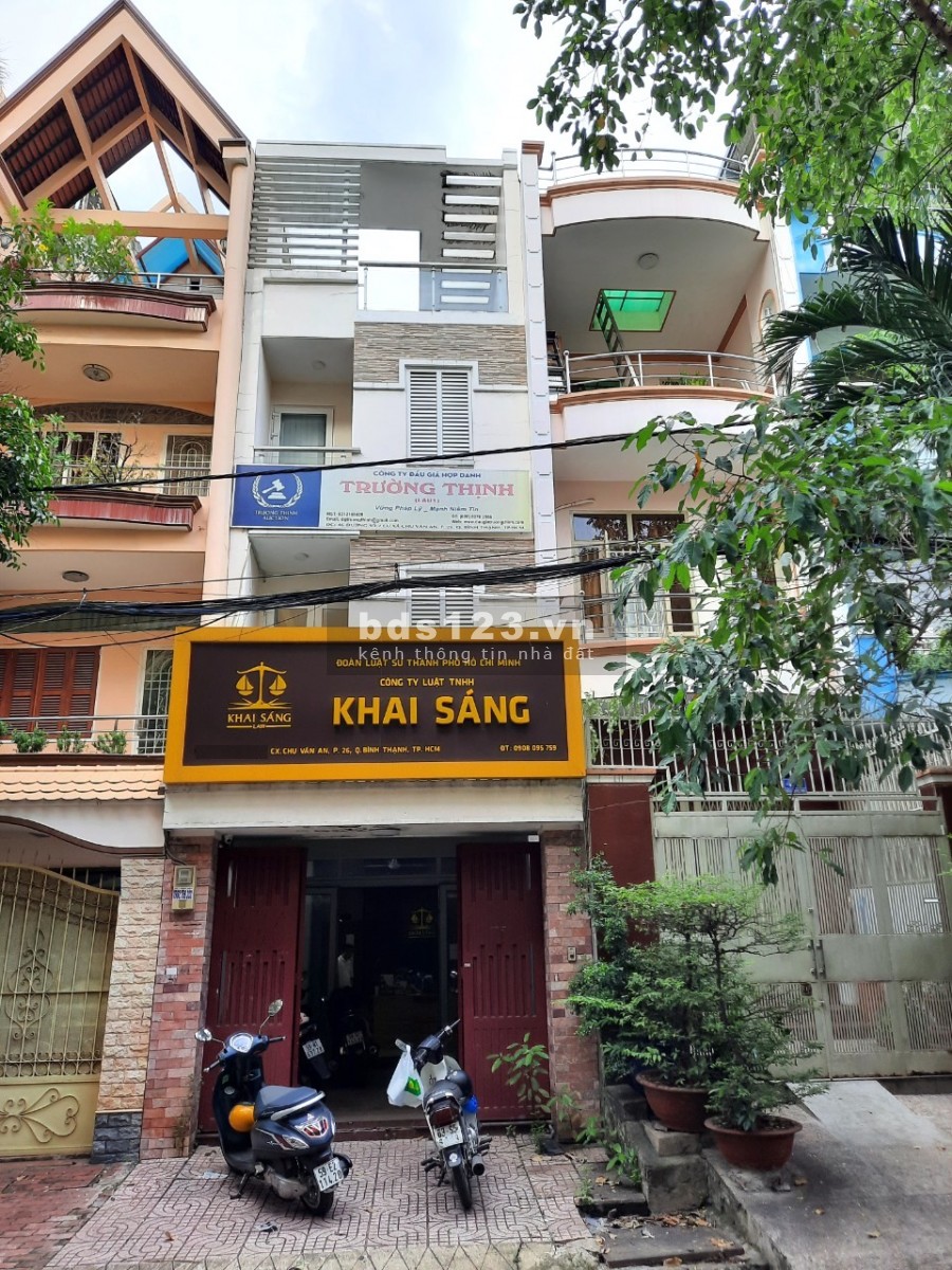 Cư Xá Chu Văn An, dt 4x20m Trệt 3 lầu, trệt trống suốt, 4P, 4wc, nhà đẹp