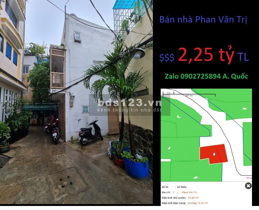 Bán nhà Phan Văn Trị, quận Bình Thạnh, giá 2,25 tỷ.