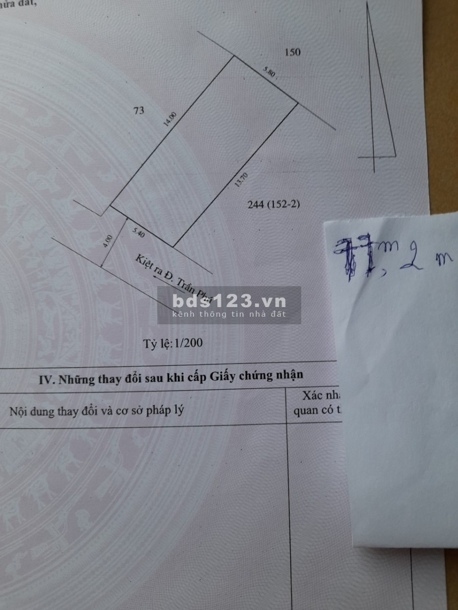 Bán gấp đất kiệt ô tô Đặng Huy Trứ thông Trần Phú, lh 0346229509
