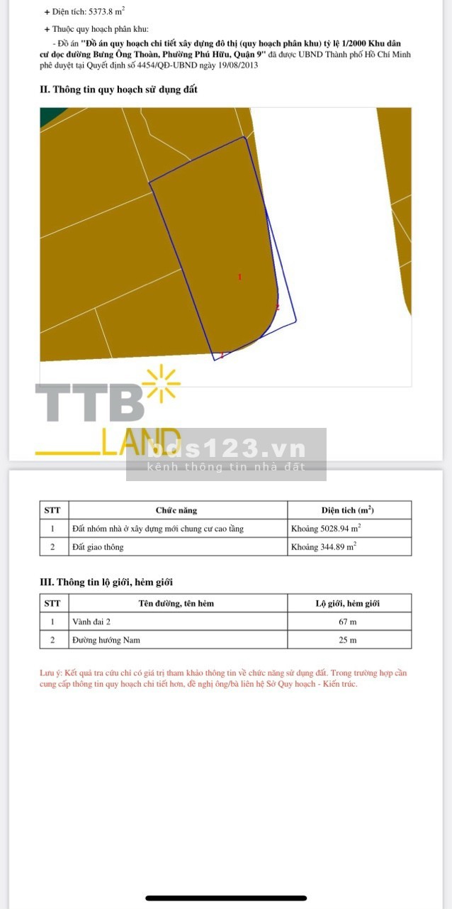 Bán 6000m² đất mặt tiền Võ Chí Công phường Phú Hữu Quận 9