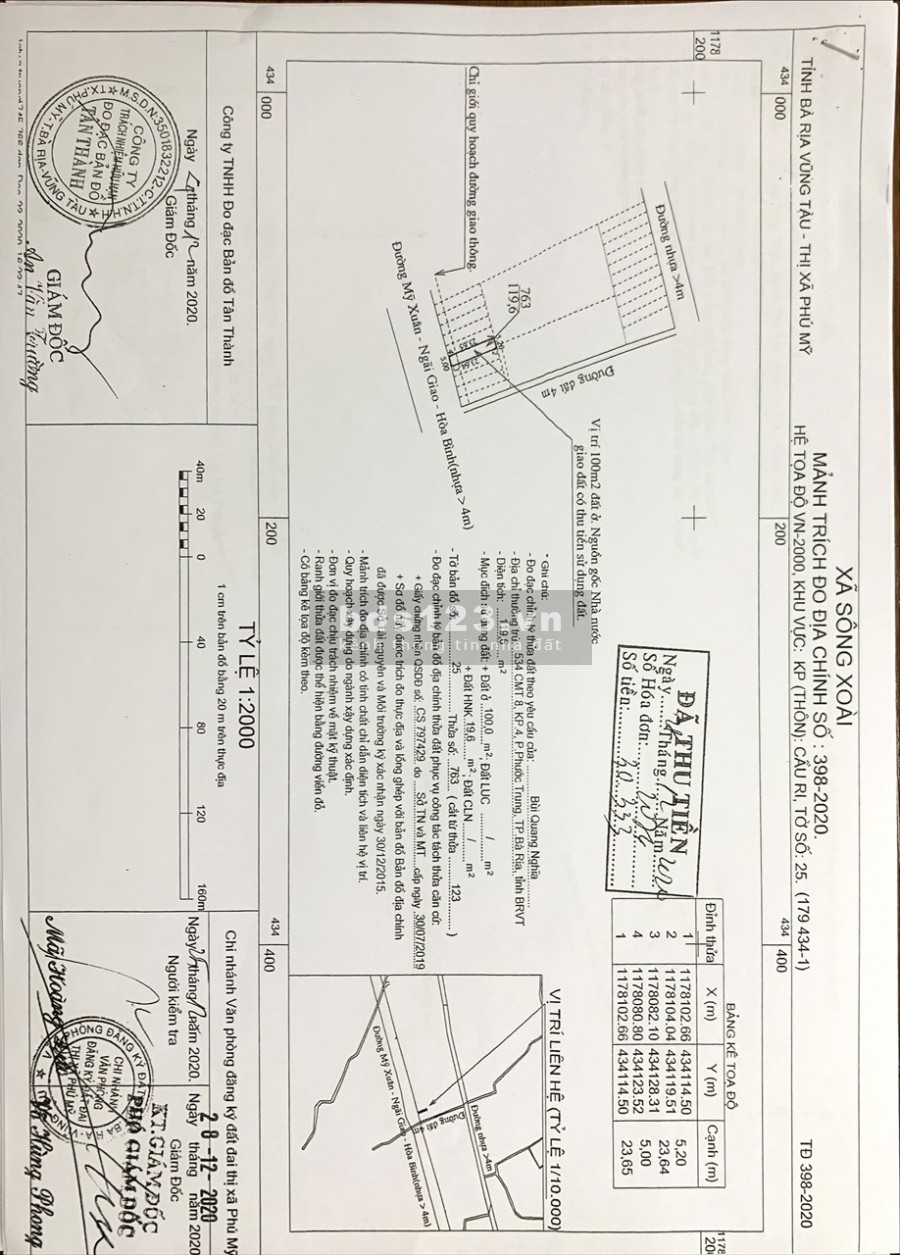 Đất mặt tiền Mỹ Xuân Ngãi Giao mới hướng Hắc Dịch Bà Rịa giá ra đi chỉ 1.2 tỷ trong tháng 6