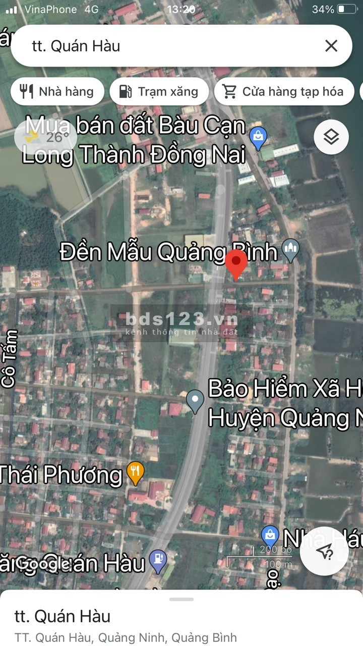 Bán đất mặt tiền Trị Thiên Trung tâm Thị trấn Quán Hàu, 295m2, đường oto thông thoáng