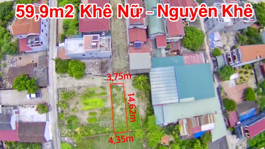 Bán gấp đất đẹp 60M Nguyên Khê Đông Anh. Ô tô đỗ cửa, mt 3.8m, nở hậu 4.3m