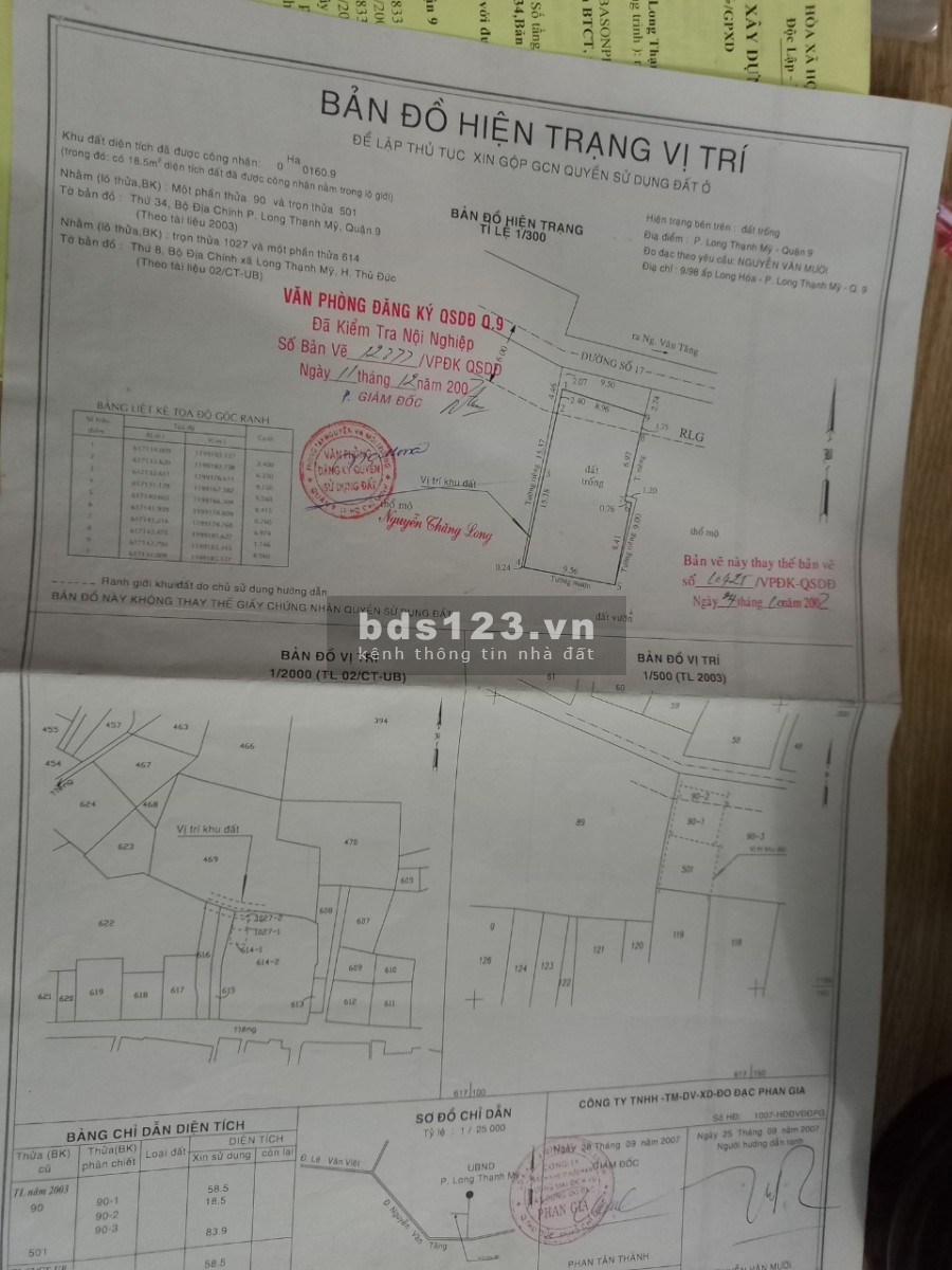 Bán đất mặt tiền đường 17, Phường Long Thạnh Mỹ , (Q.9 cũ), DT = 190m2, giá 6.5 tỷ