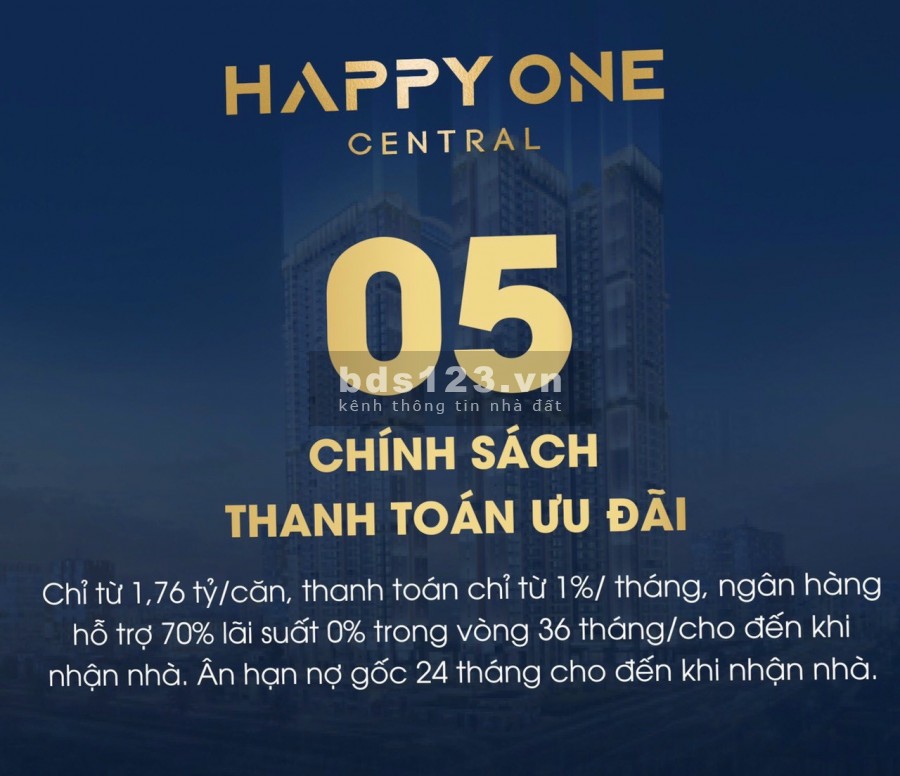 Happy One Central - 6 lý do nên đầu tư, hỗ trợ vay ngân hàng ân hạn lãi gốc, giá tốt thị trường
