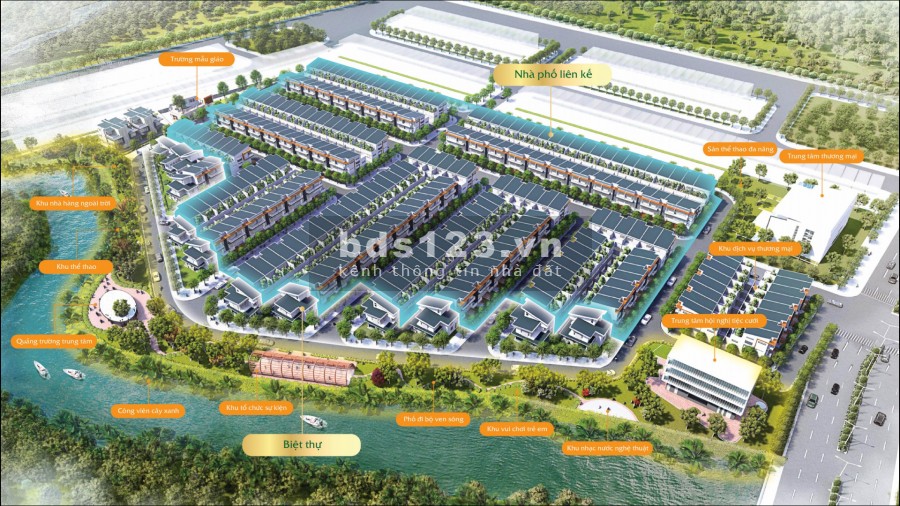 Bán bhà phố ven sông 1 trêt 2 lầu diện tích 80m2, ngân hàng hỗ trợ vay 70%