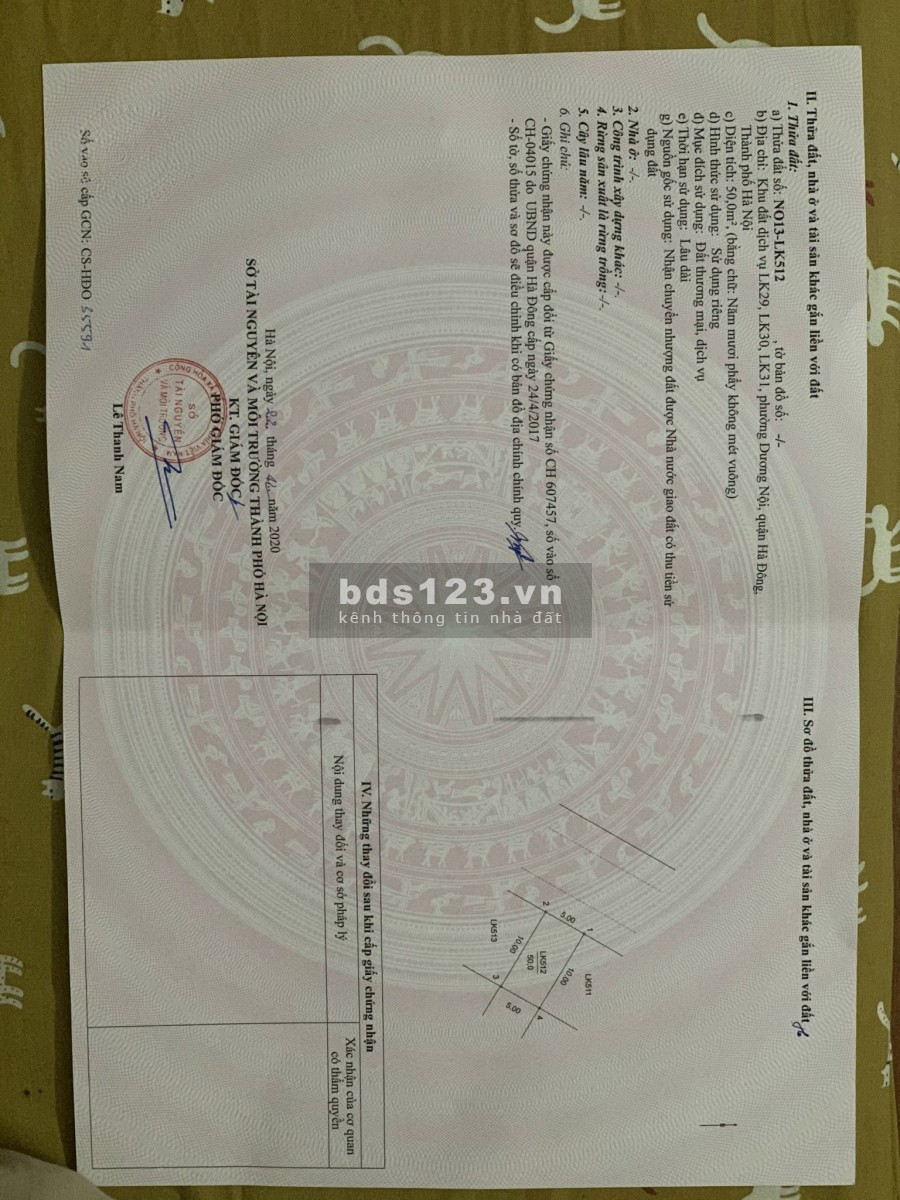 Lô đẹp khu dịch vụ LK31-Dương Nôi, Hà Đông, mặt tiền 5m cần bán rất gấp