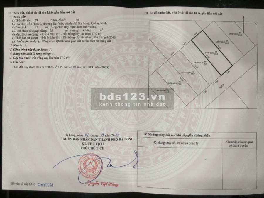 Bán đất phân lô 75m2 Yên Cư Đại Yên giáp dự án Hạ Long Xanh