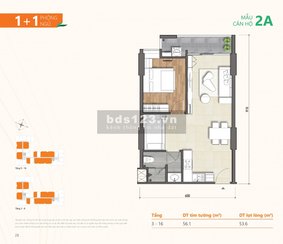 Tôi chủ bán căn hộ Ricca quận 9, B.16.14 1PN, 58m2, view sông, nhận nhà cuối năm nay