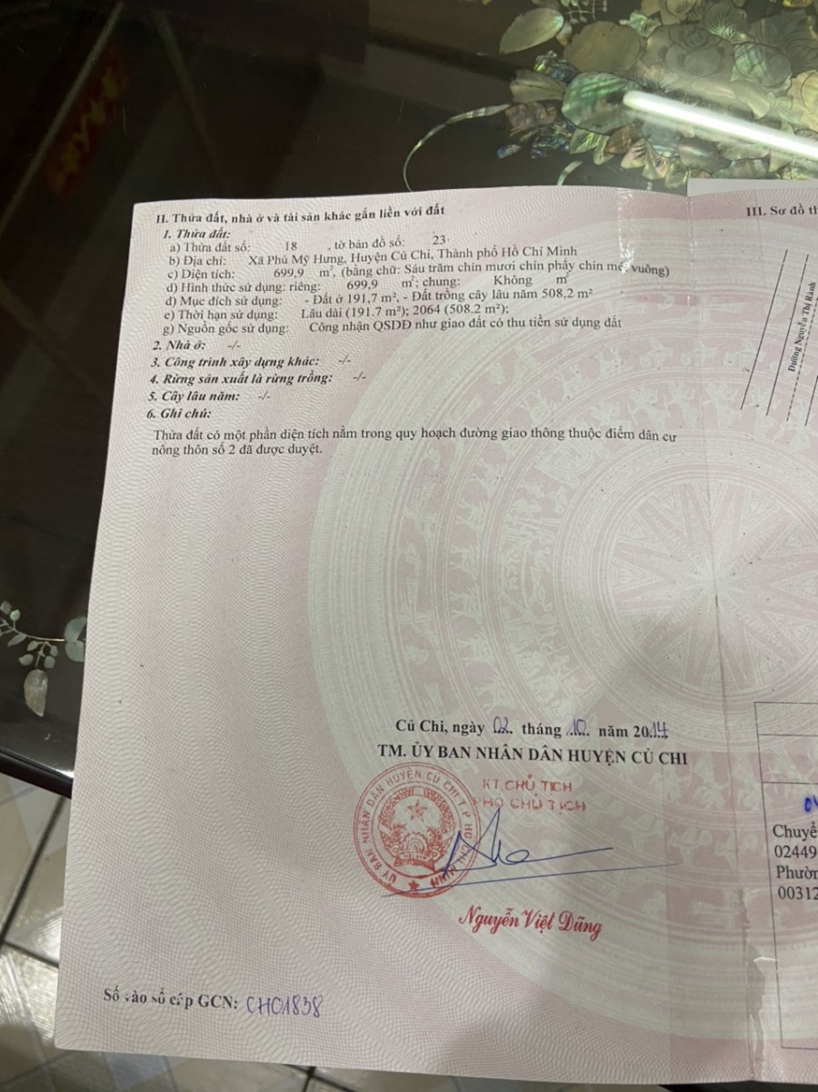 Cần bán đất tại Nguyễn Thị Rành, xã Phú Mỹ Hưng, Huyện Củ Chi, Hồ Chí Minh