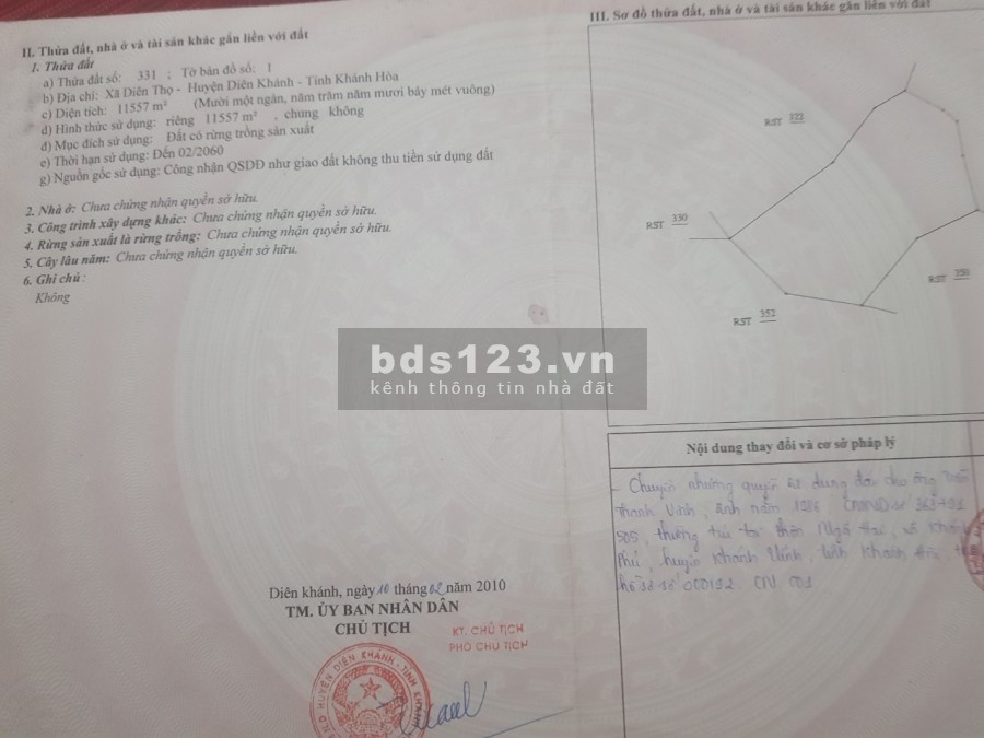 Đất nhà cần bán 1ha1 giá chỉ 750 triệu xã Diên Thọ LH 0788.558.552