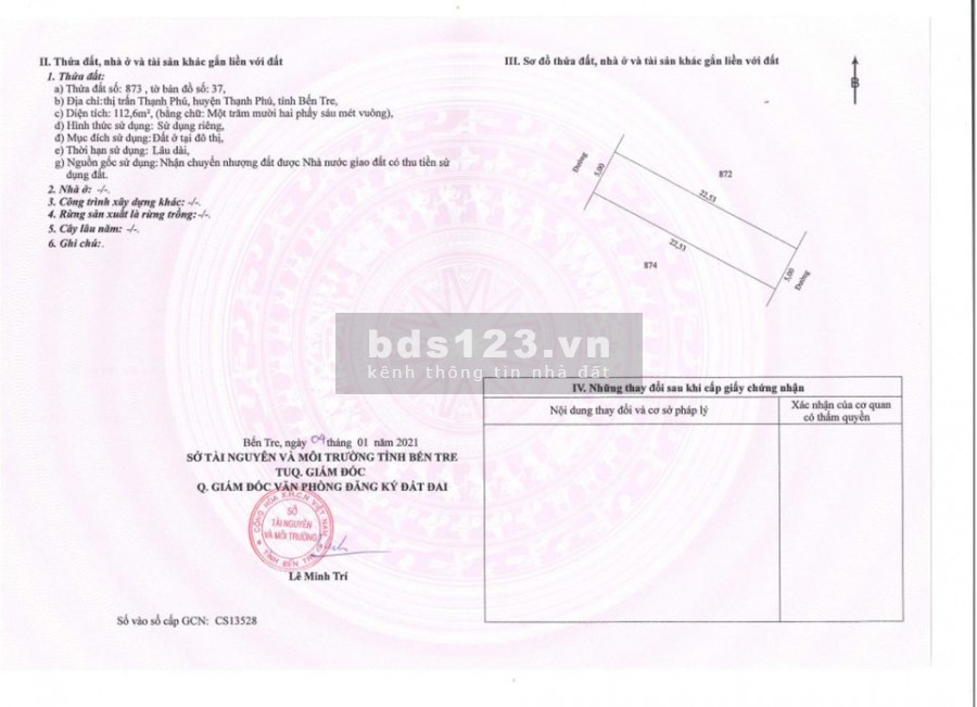 Bến Tre Đất nền đô thị ven biển mặt tiền lộ nhựa dẫn ra KCN giá 13,4tr/m2
